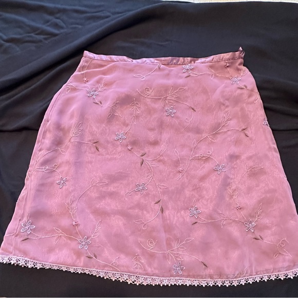 The Limited Skirts The Limited Rose Color Embroidered Mini Skirt
